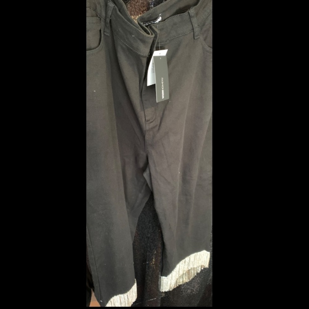 Plus Size Black Denim Asymmetrical Jeans